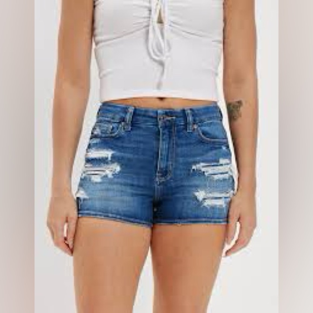 American Eagle Curvy Hi-Rise Shortie Denim Shorts size 4